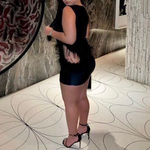 Black mini dress with side detail